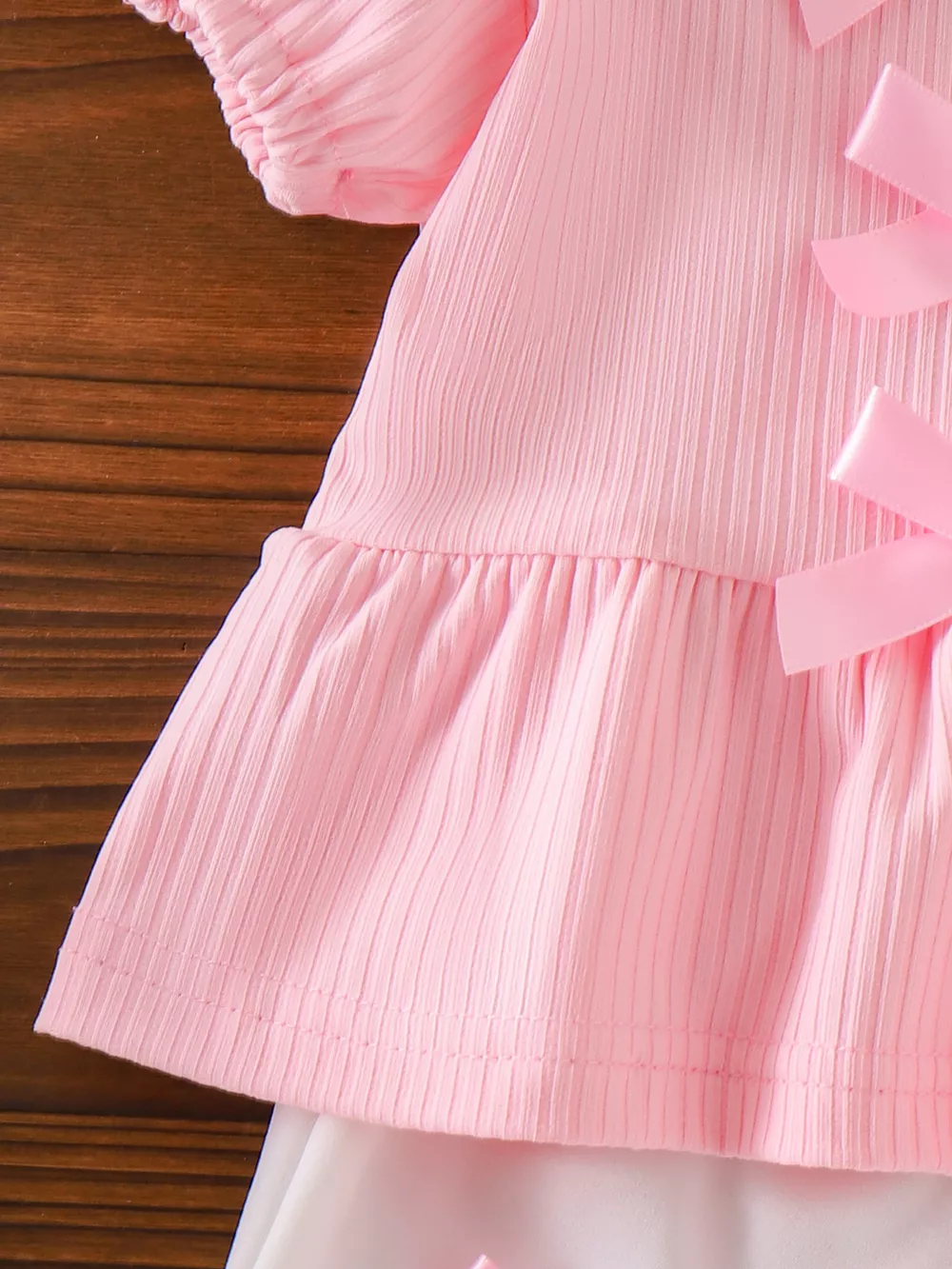 Children's Bow Ribbed Top and Shorts Set, image 4