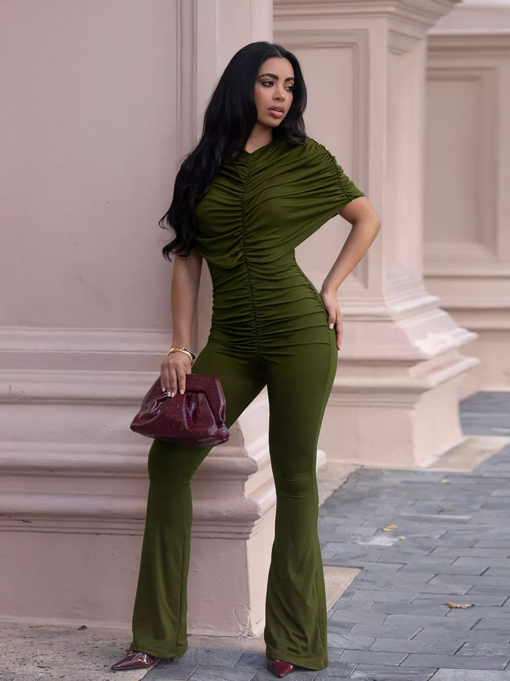 Ruched Flare Leg Jumpsuit, image 10