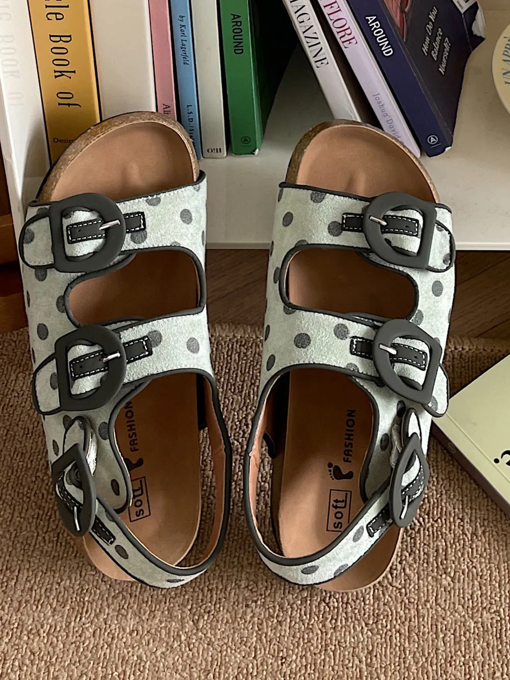 Polka Dot Double Buckle Platform Sandals, image 7