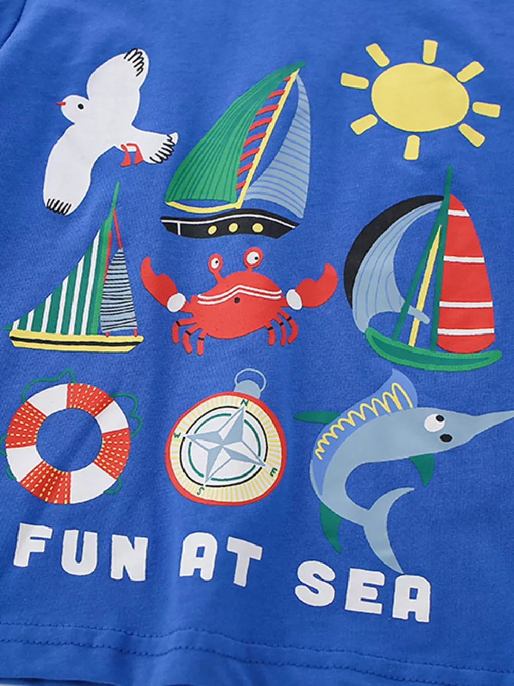 Children's Fun at Sea Graphic Tee & Striped Shorts Set, image 3