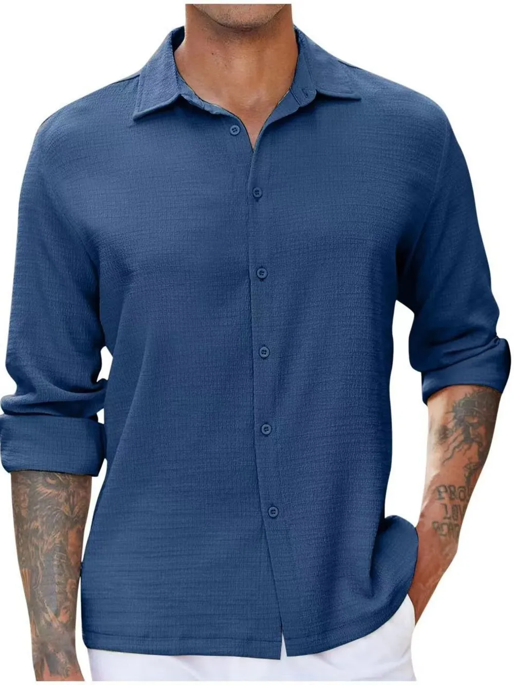 Men's Full Size Long Sleeve Button Down Shirt Plus Size, image 4