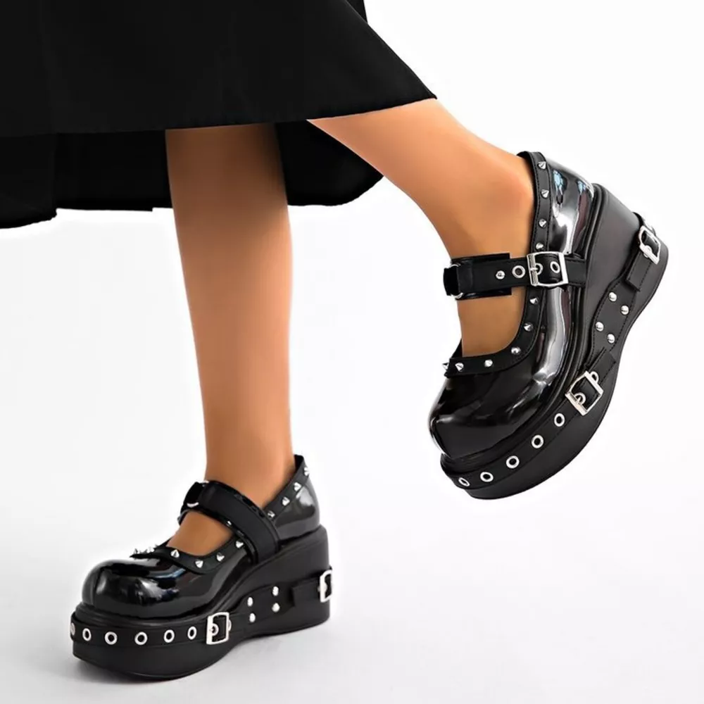 Round Toe Studded Loafers, image 2