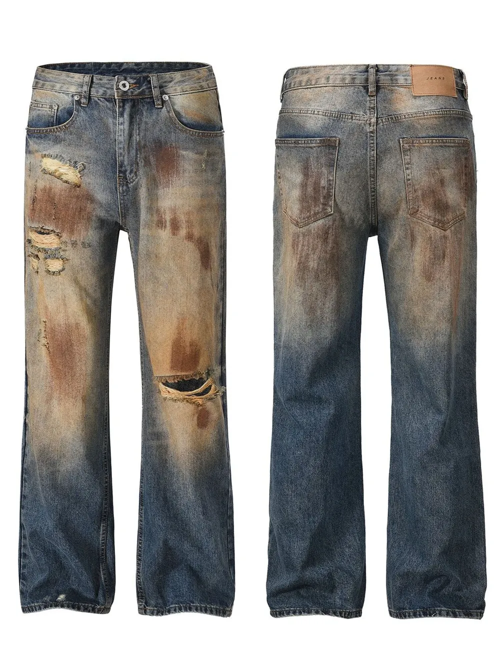 Men's Distressed Bleached Loose Fit Jeans, image 7
