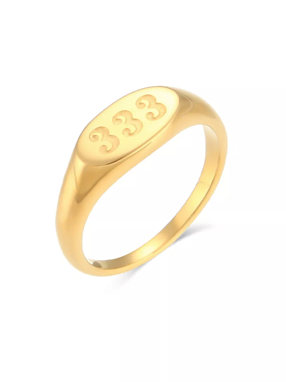 18K Gold-Plated 333 Number Signet Ring, image 9