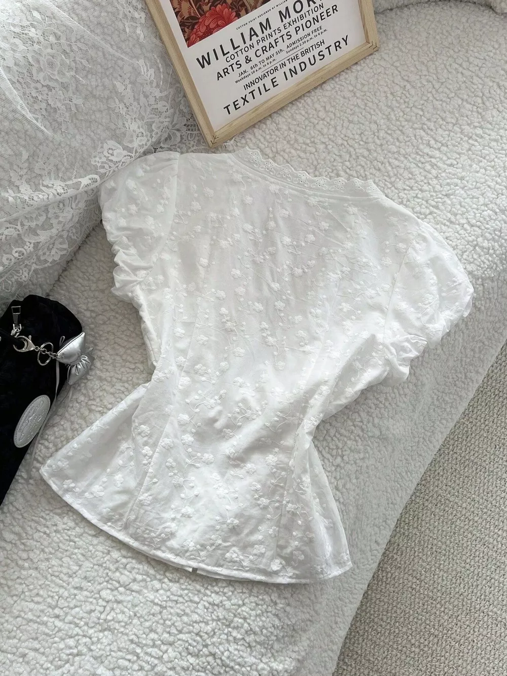 Lace Detail Bow Front Blouse, image 8