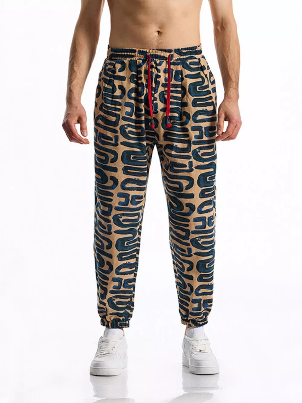 Men's Full Size Printed Drawstring Casual Pants Plus Size, image 10