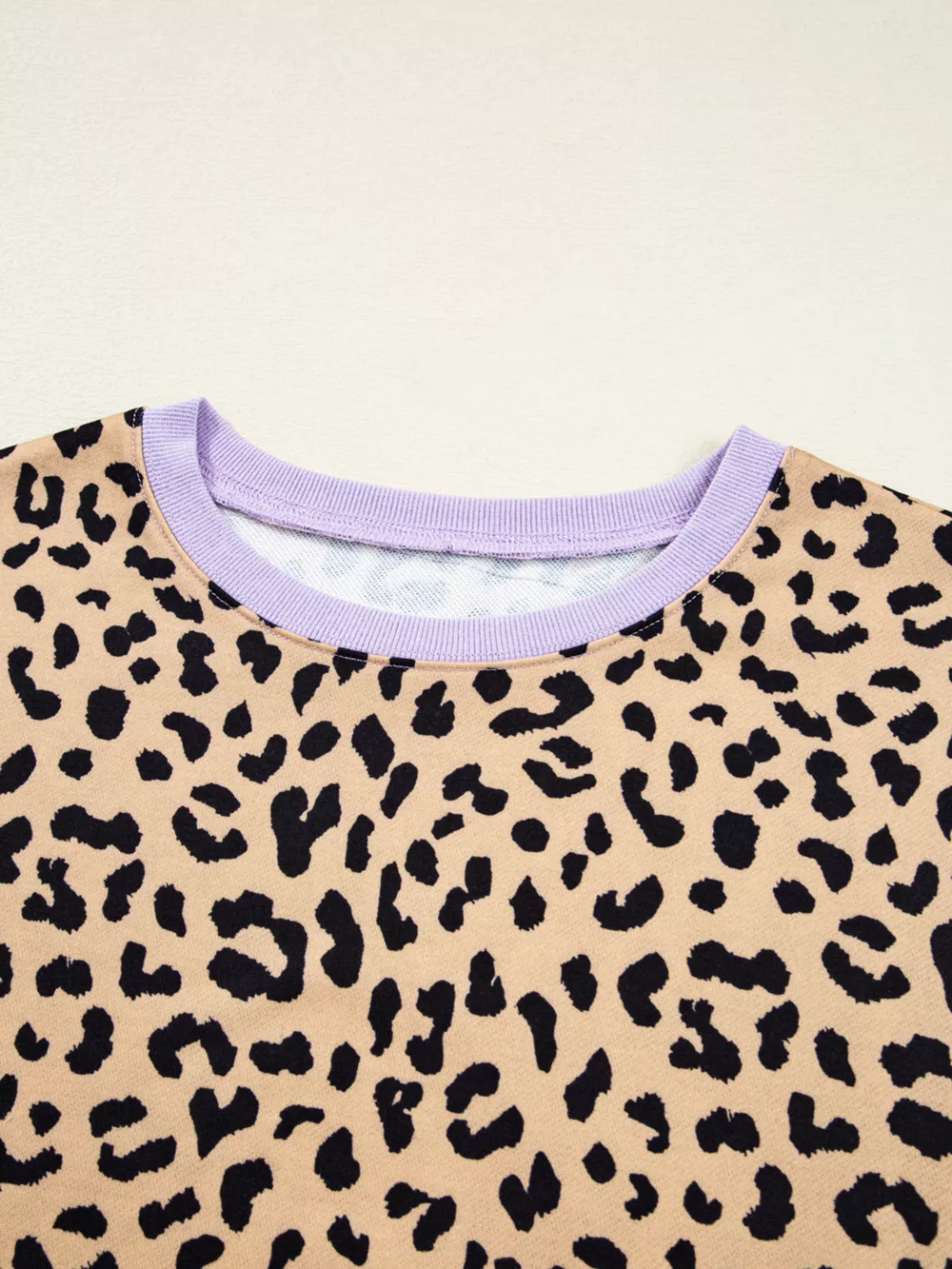 Stripe Color Block Patchwork Leopard Casual Sweatshirt with Slits, image 9