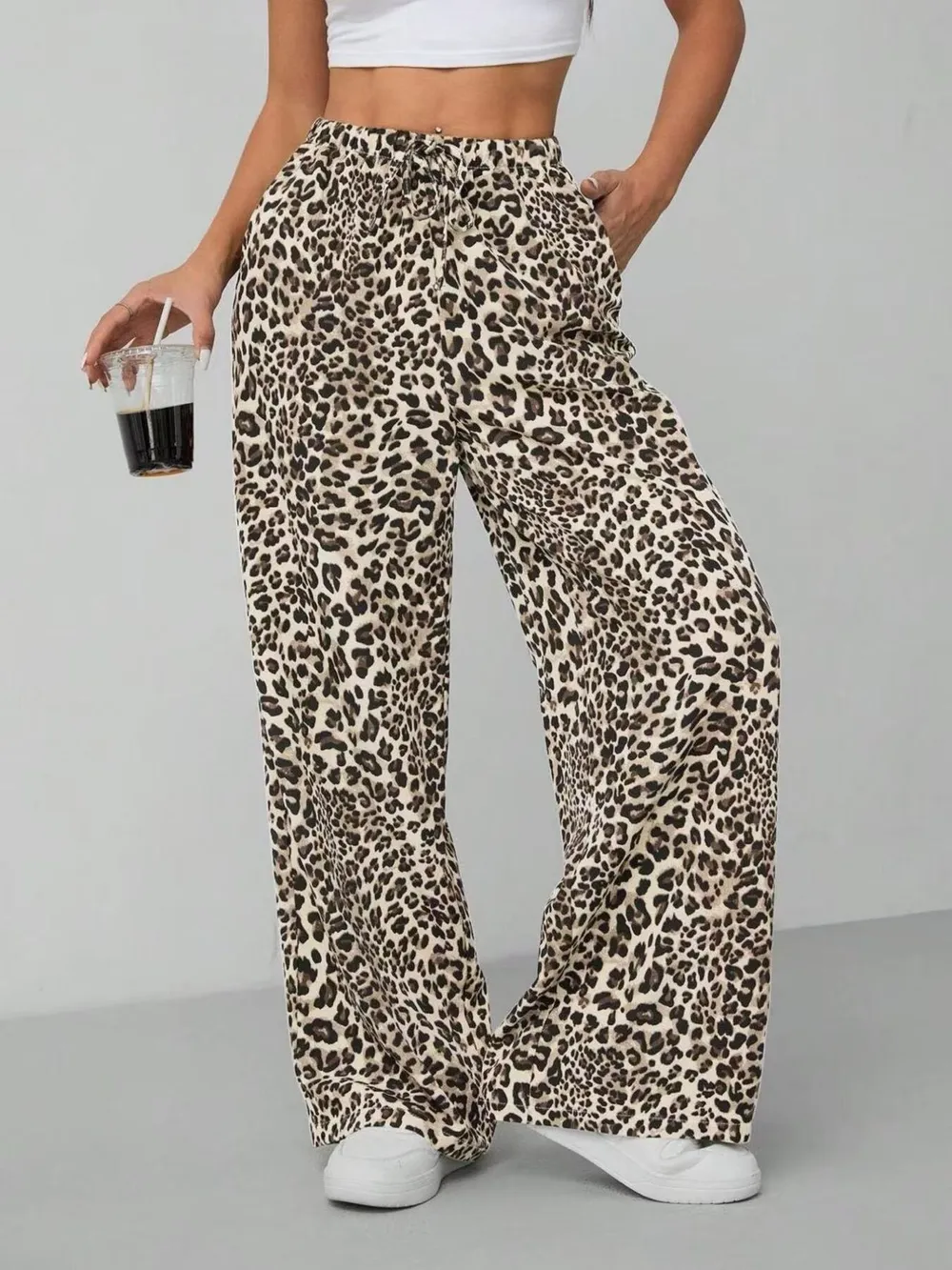 Leopard Print Wide Leg Pants, image 7