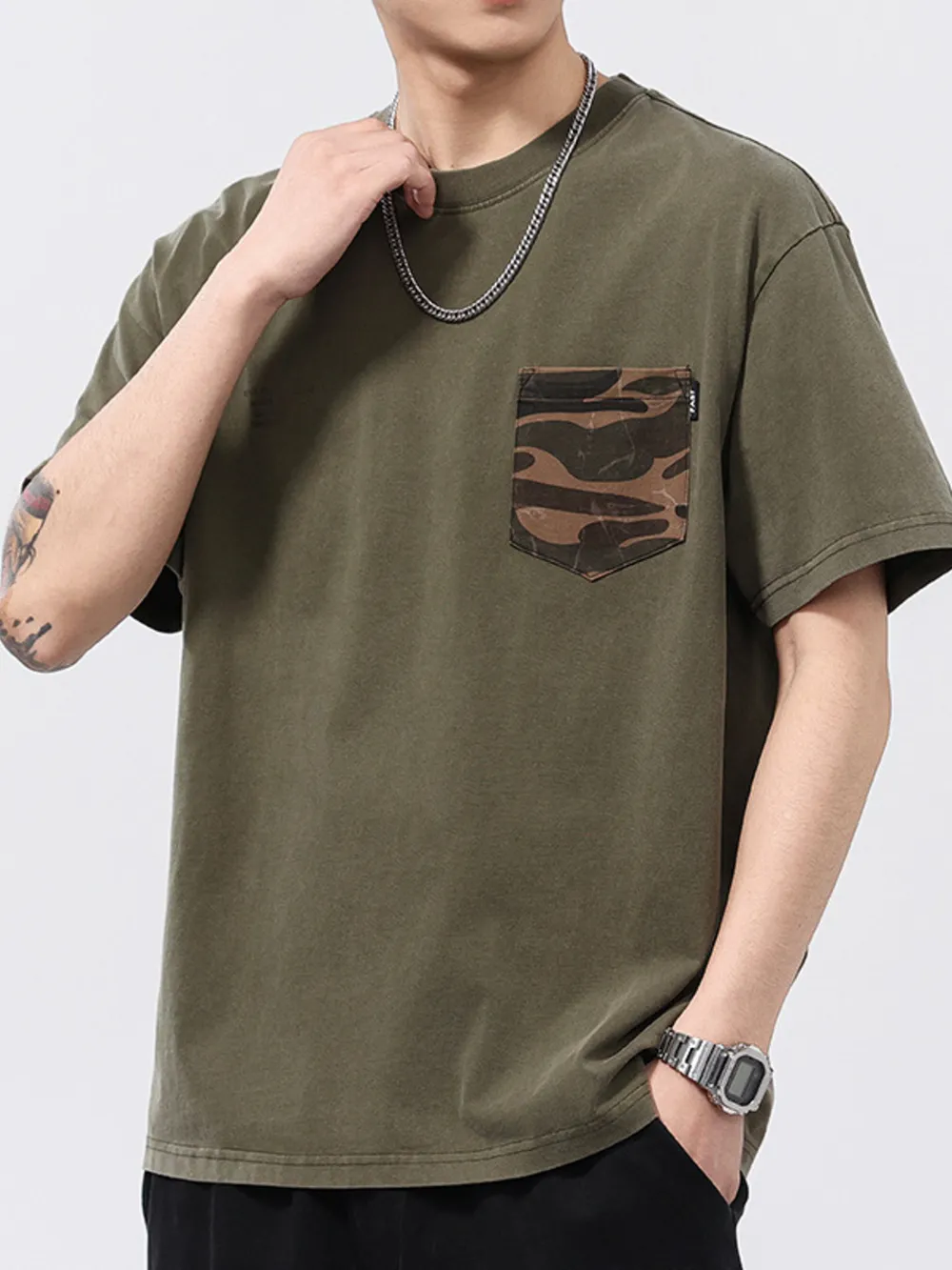 Men's Plus Size Round Neck Short Sleeve T-Shirt, image 2