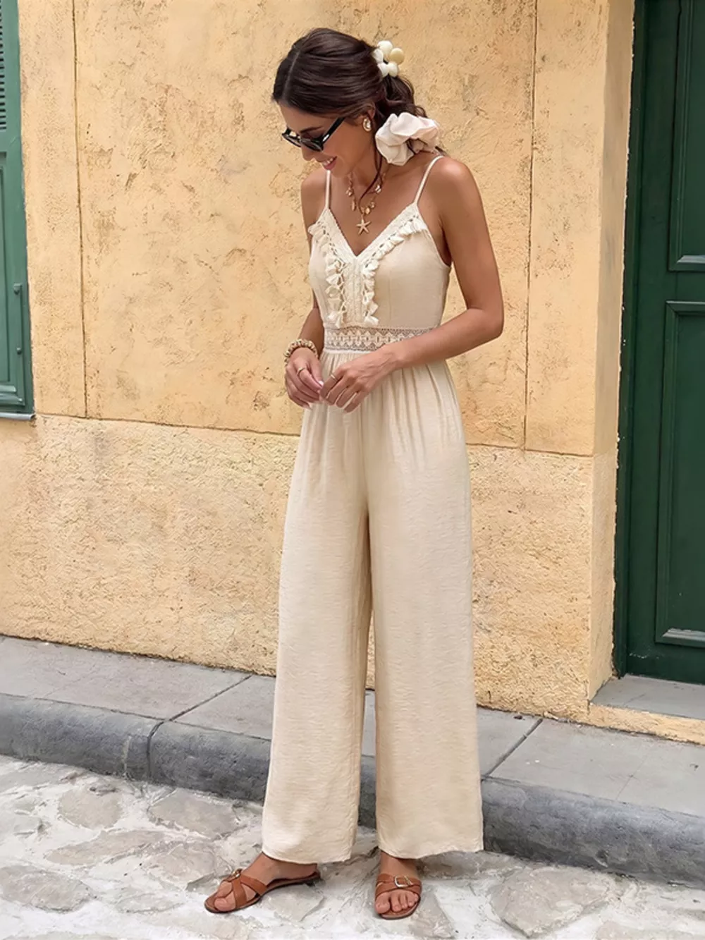 Lace Trim Spaghetti Strap Jumpsuit, image 5