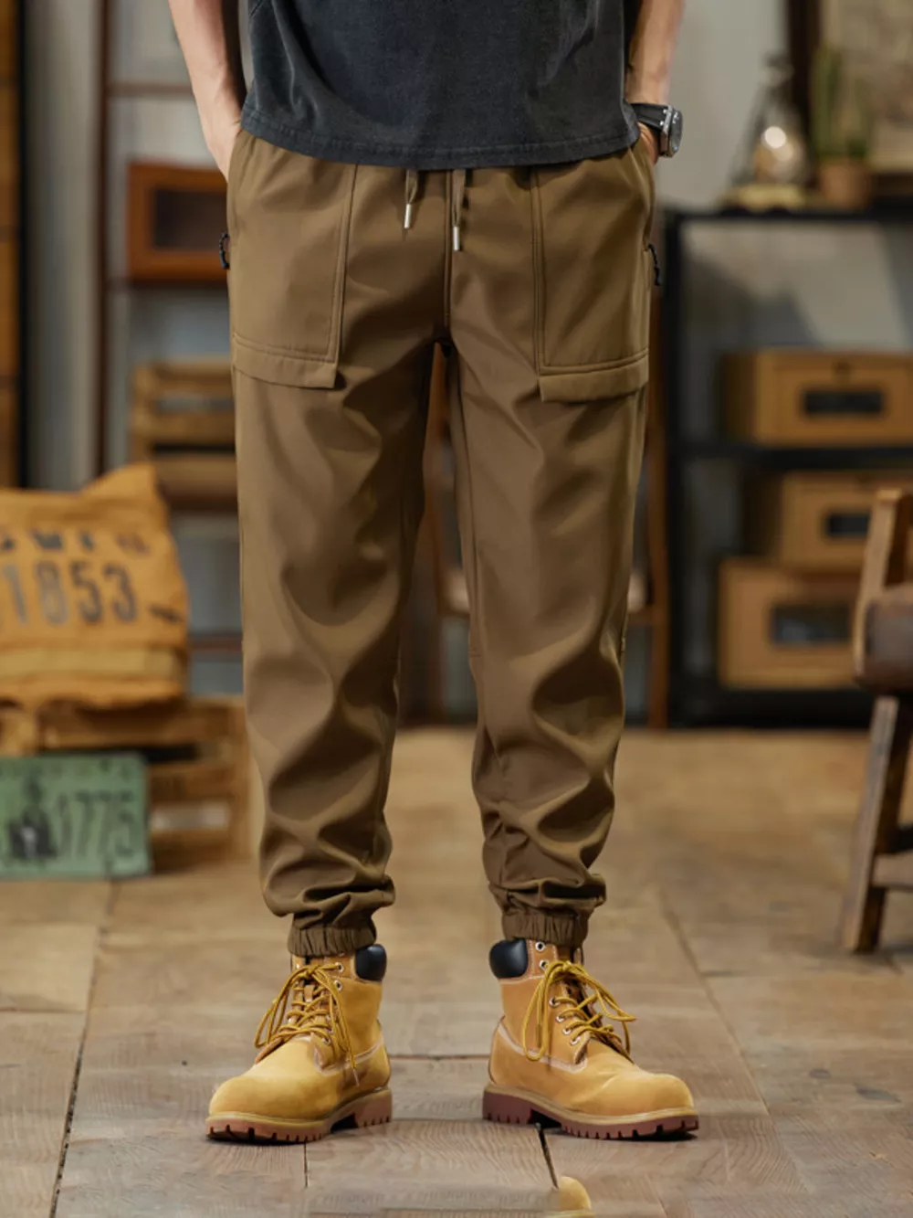 Men's Plus Size Casual Cargo Joggers, image 2