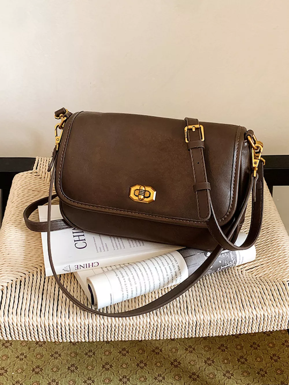 Twist Lock Flap Shoulder Bag, image 8