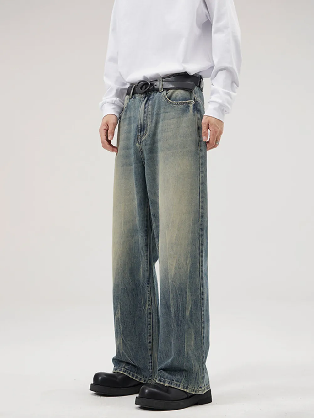 Men's Full Size Washed Wide Leg Jeans Plus Size, image 2