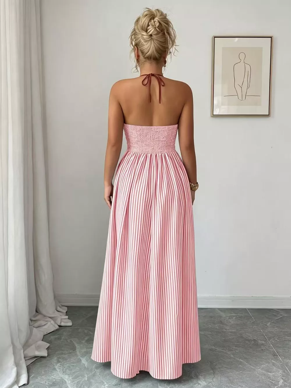 Striped Halter Neck Maxi Dress, image 12