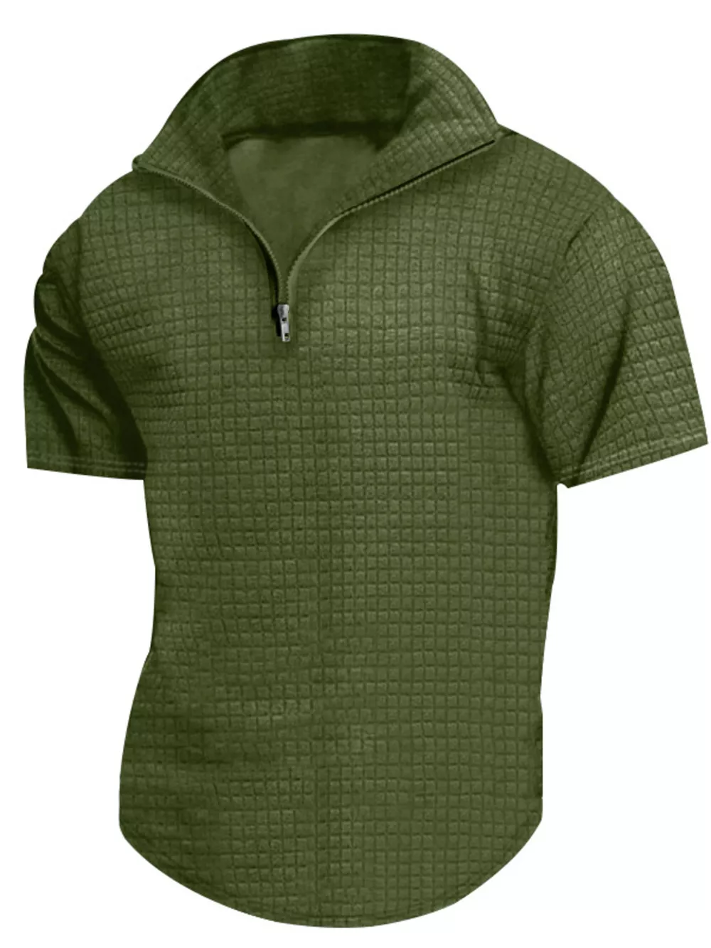 Men's Full Size Textured Short Sleeve Zipper Polo Plus Size, image 2