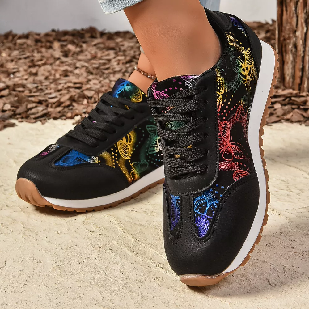 Butterfly Print Casual Sneakers, image 3