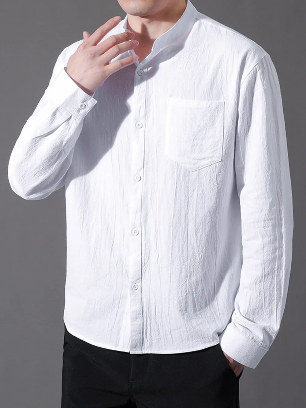 Men's Plus Size Button Up Long Sleeve Shirt, image 4