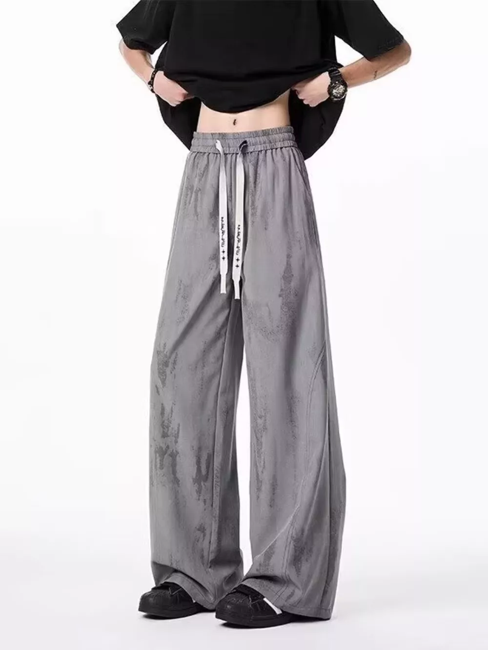 Men's Drawstring Wide-Leg Tie-Dye Casual Pants, image 3