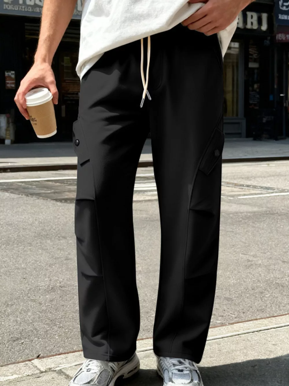 Men's Full Size Casual Cargo Pants with Drawstring Waist Plus Size, image 4