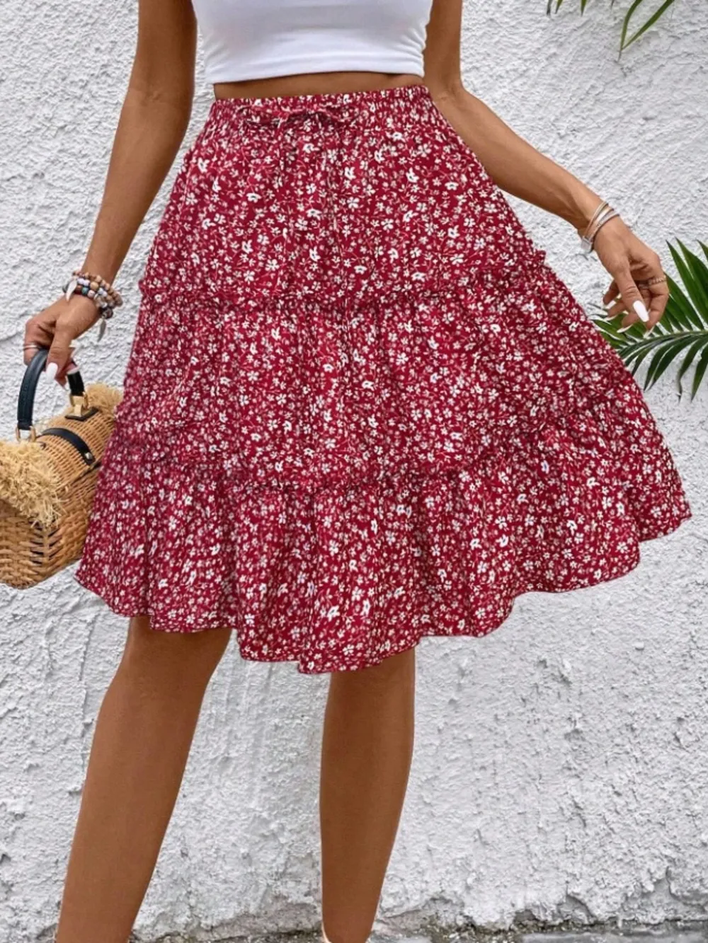 Floral Print Midi Skirt, image 28