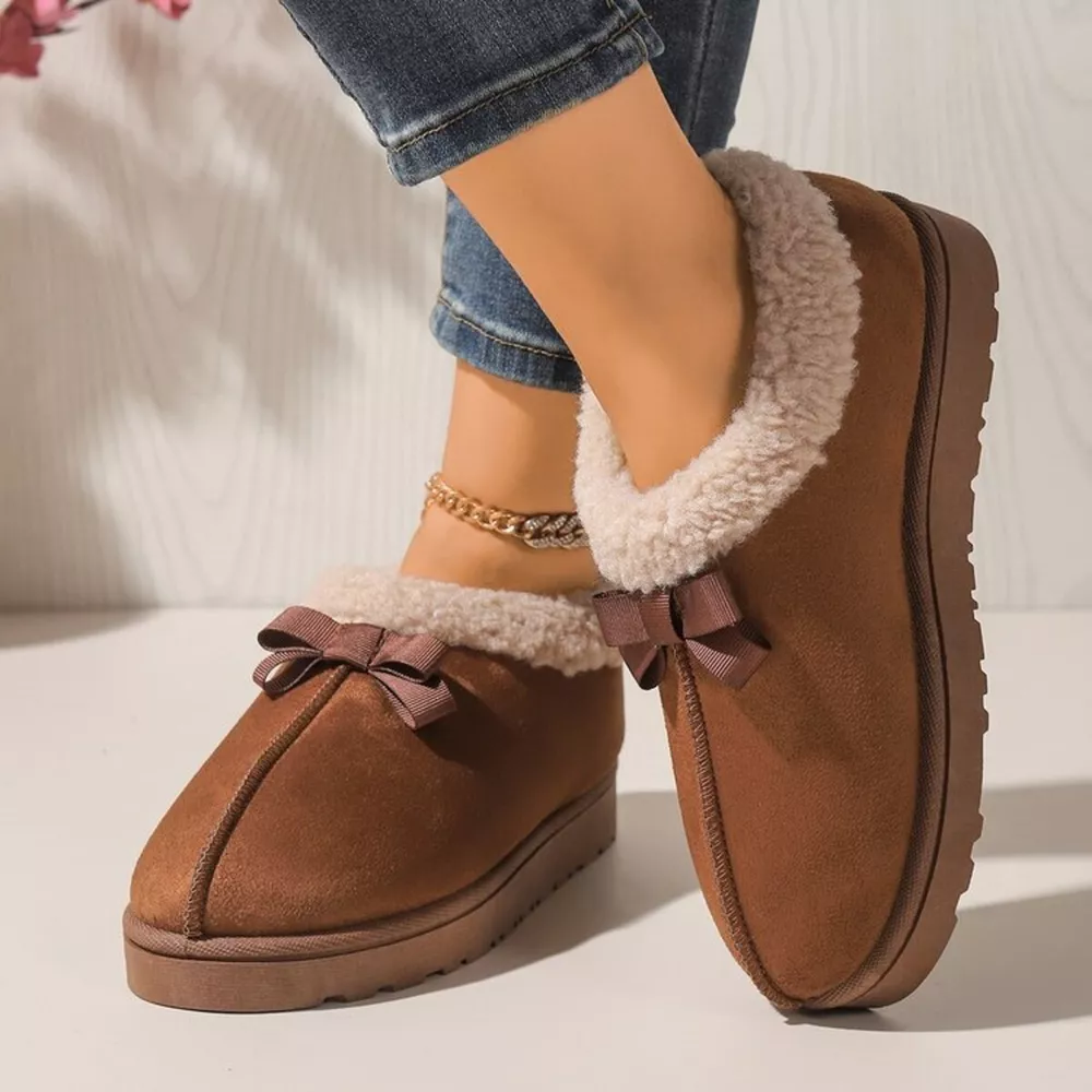 Cozy Bowknot Plush Lined Slip-Ons, image 8