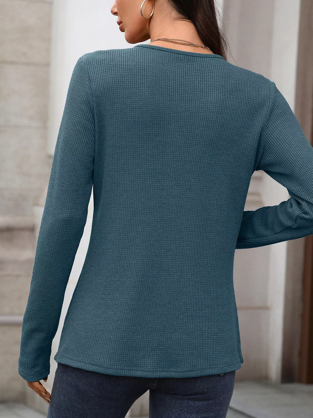 Waffle Knit Long Sleeve T-Shirt, image 26