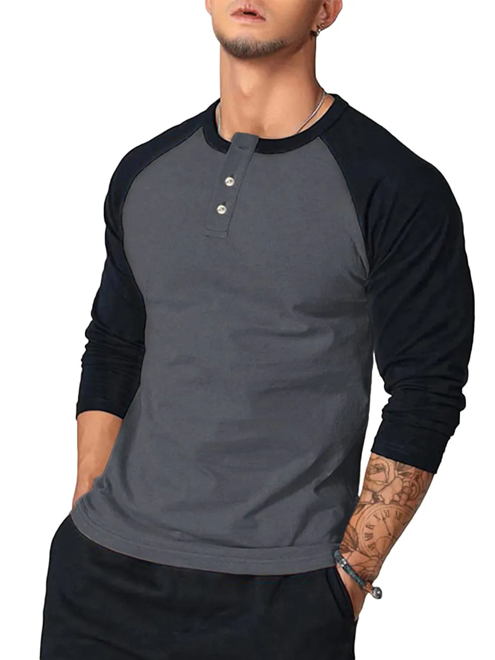 Men's Round Neck Raglan Sleeve T-Shirt