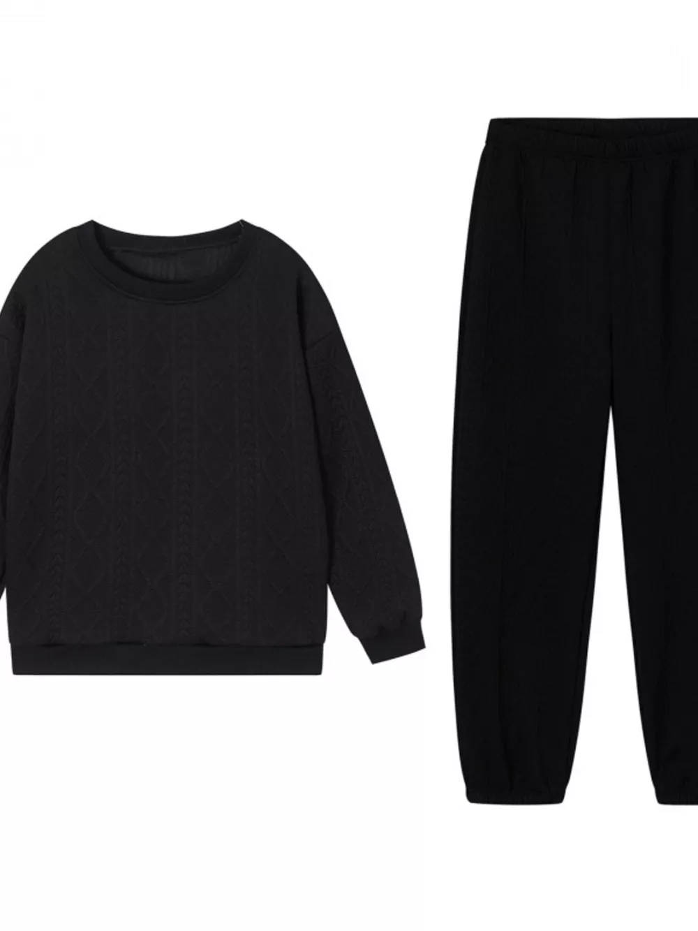 Texture Round Neck Top and Pants Set, image 18