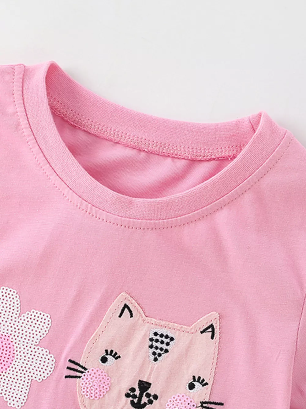 Children's Cute Cartoon Applique Short Sleeve T-Shirt, image 4