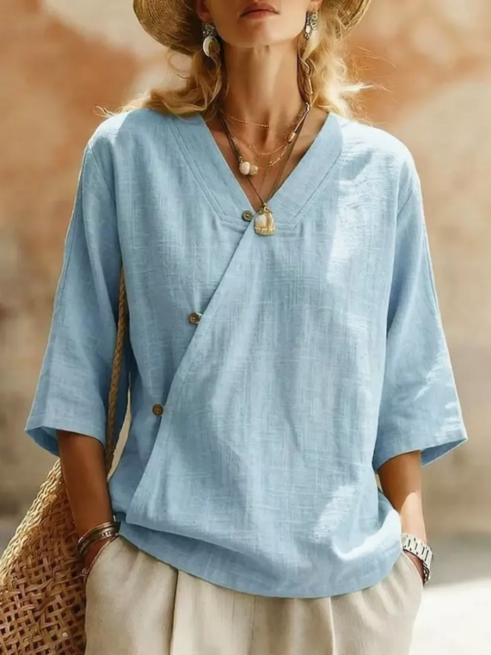 Surplice 3/4 Sleeve Blouse, image 6