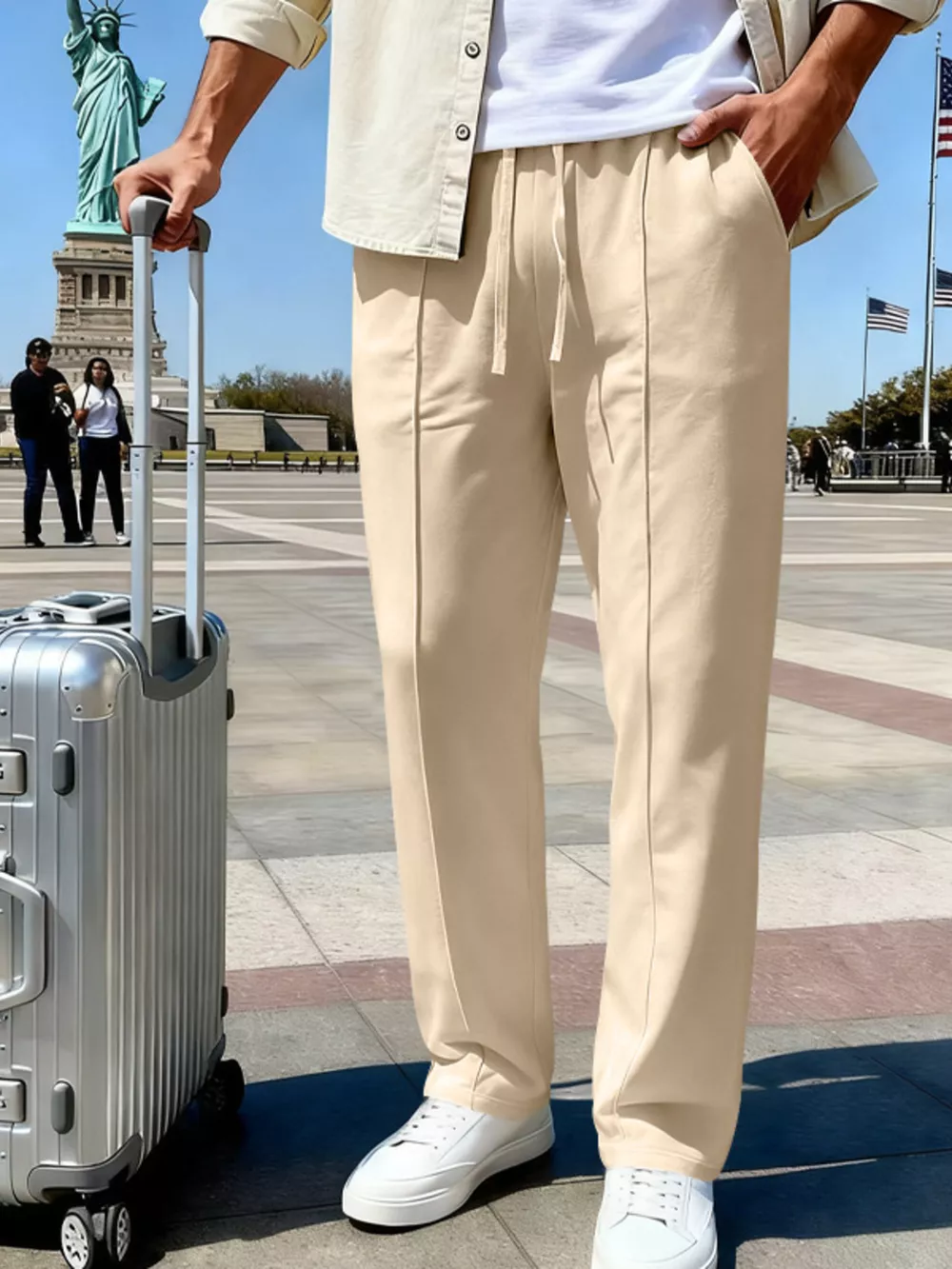 Men's Full Size Drawstring Straight Leg Pants Plus Size, image 2