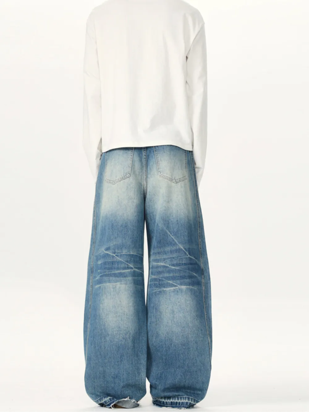 Men's Washed Wide Leg Jeans, image 5