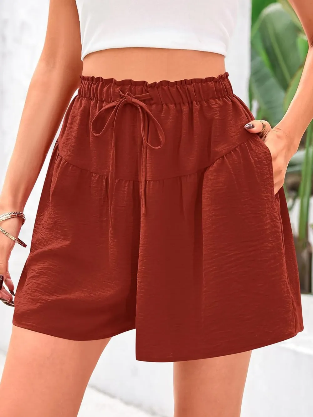 Full Size Casual Drawstring High Waist Relaxed Shorts Plus Size, image 20