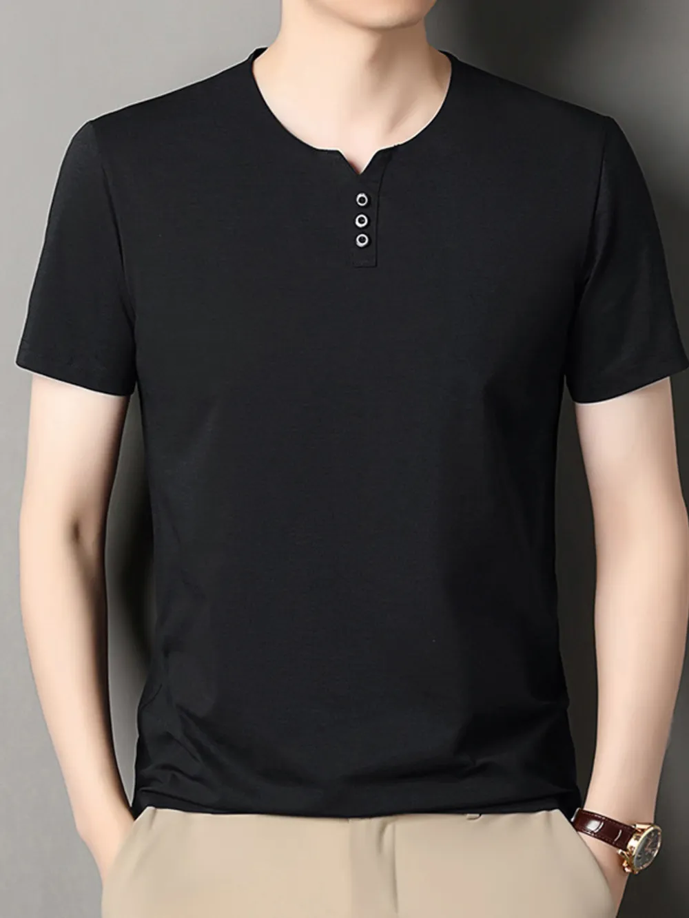Men's Decor Button Short Sleeve T-Shirt