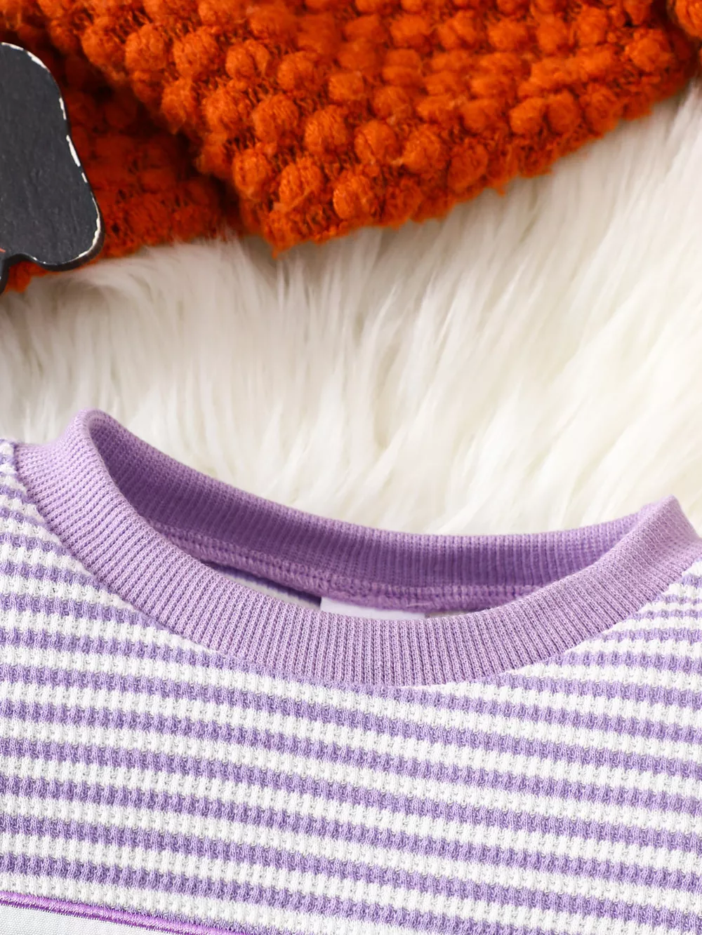 Children's Halloween Pumpkin Striped Long Sleeve Pajama Set, image 9