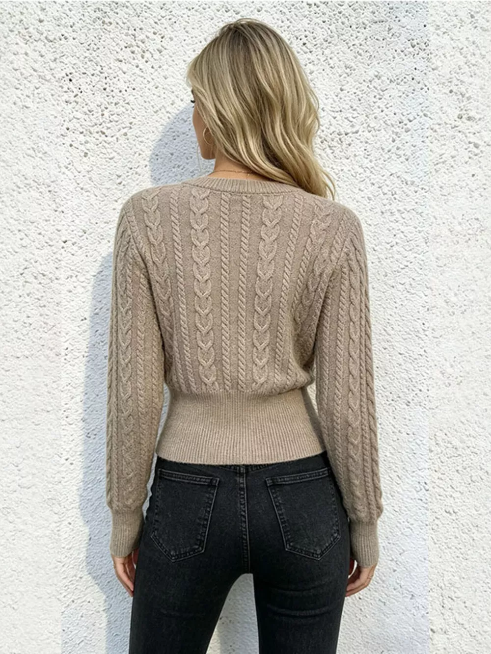 Cable Knit Zipper Detail Sweater, image 9