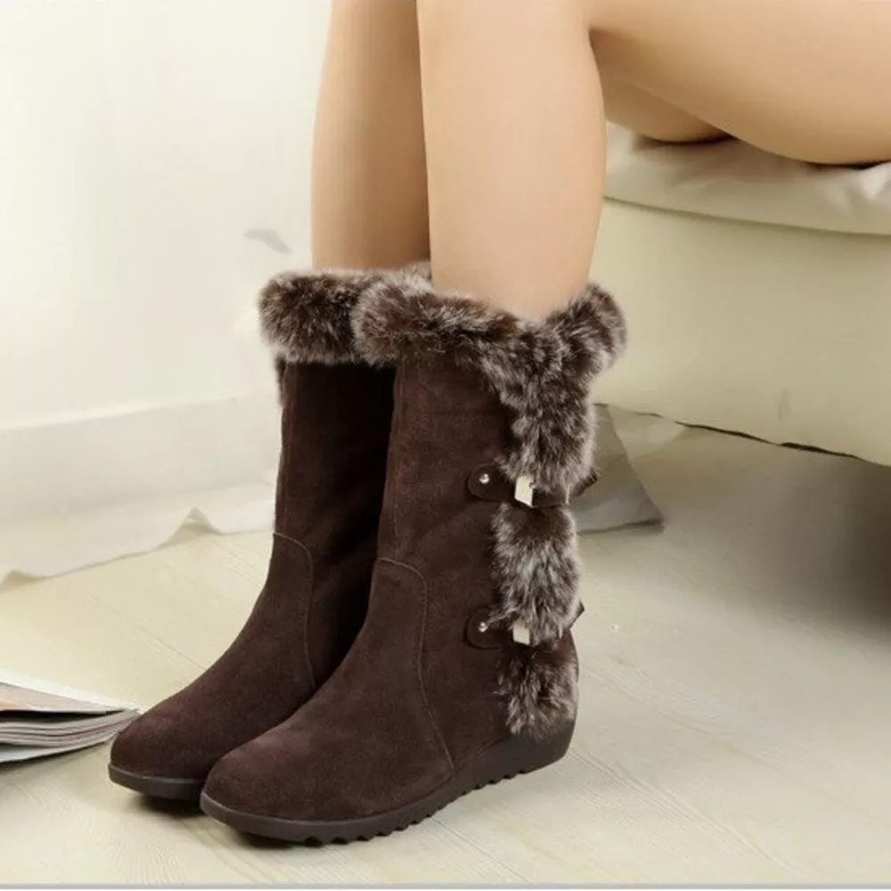 Fur Trim Round Toe Boots, image 5
