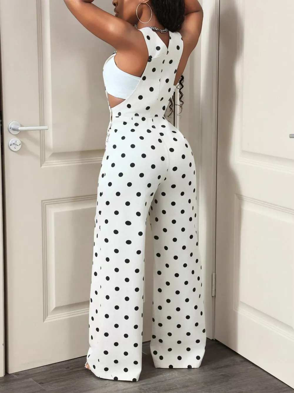 Wide Leg Denim Overalls with Adjustable Straps, image 4