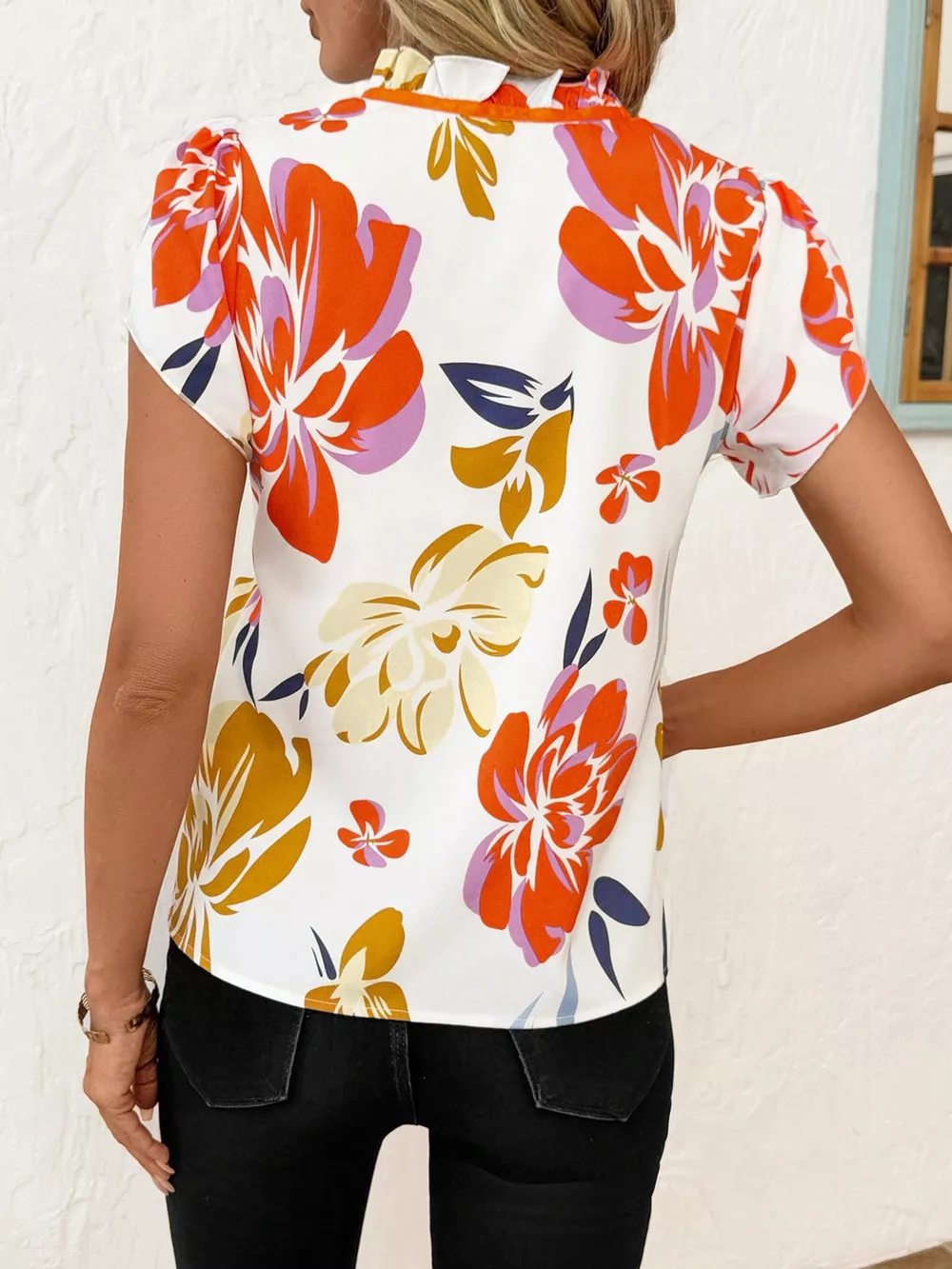 Tie Neck Short Sleeve Blouse, image 31