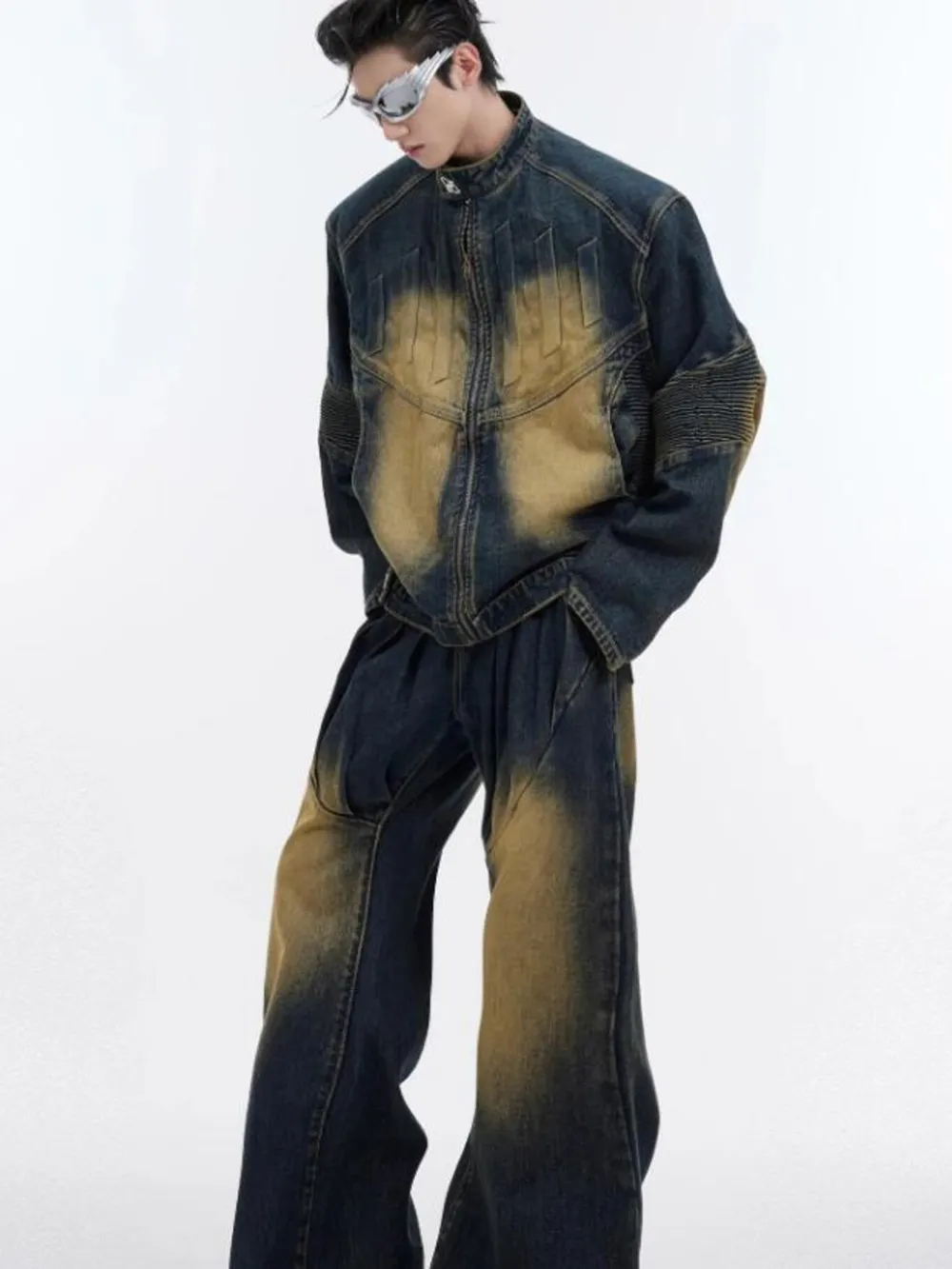 Men's Zip Up Long Sleeve Denim Jacket, image 10