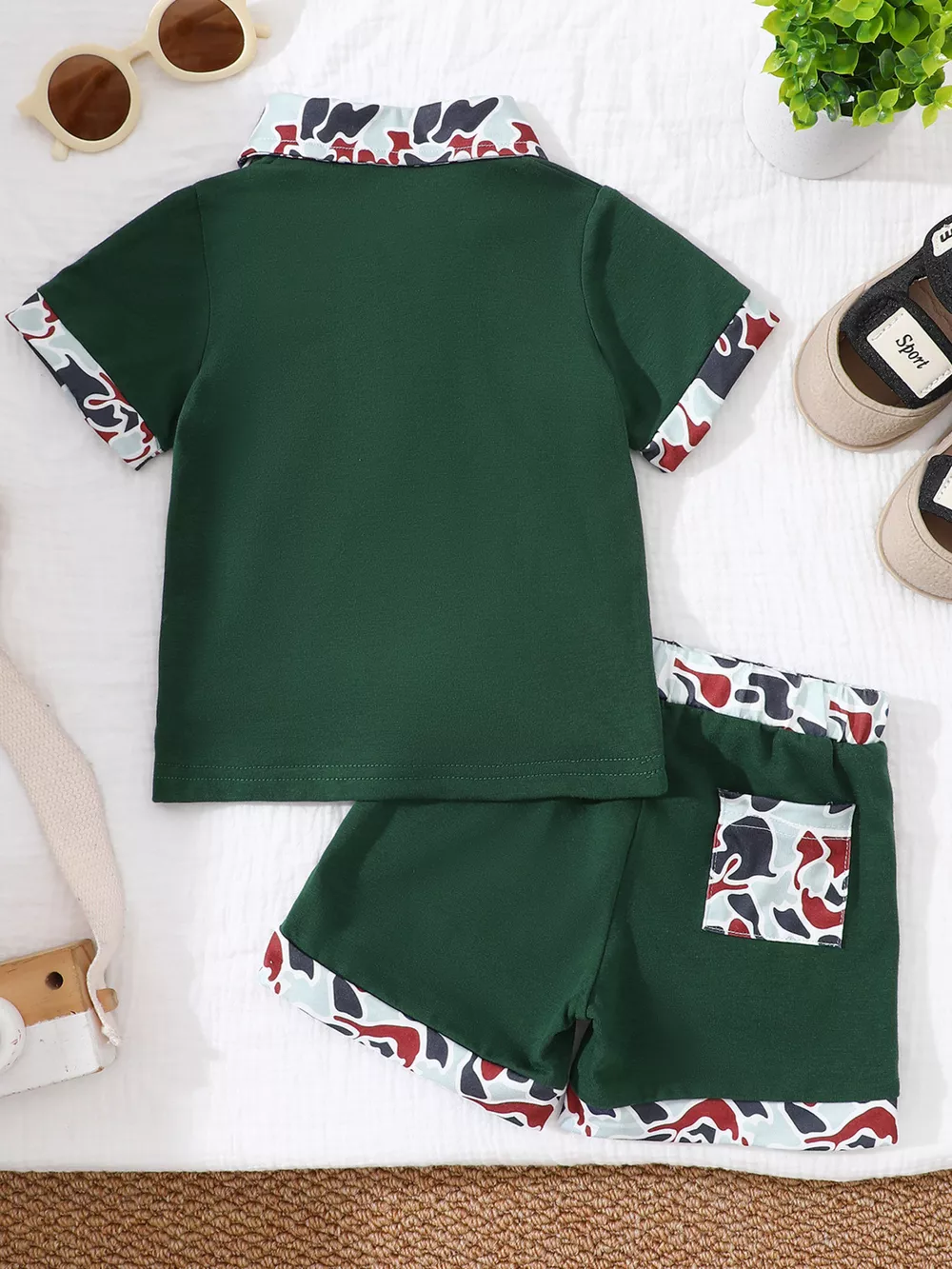 Children's Button Detail Polo Shirt & Shorts Set, image 8
