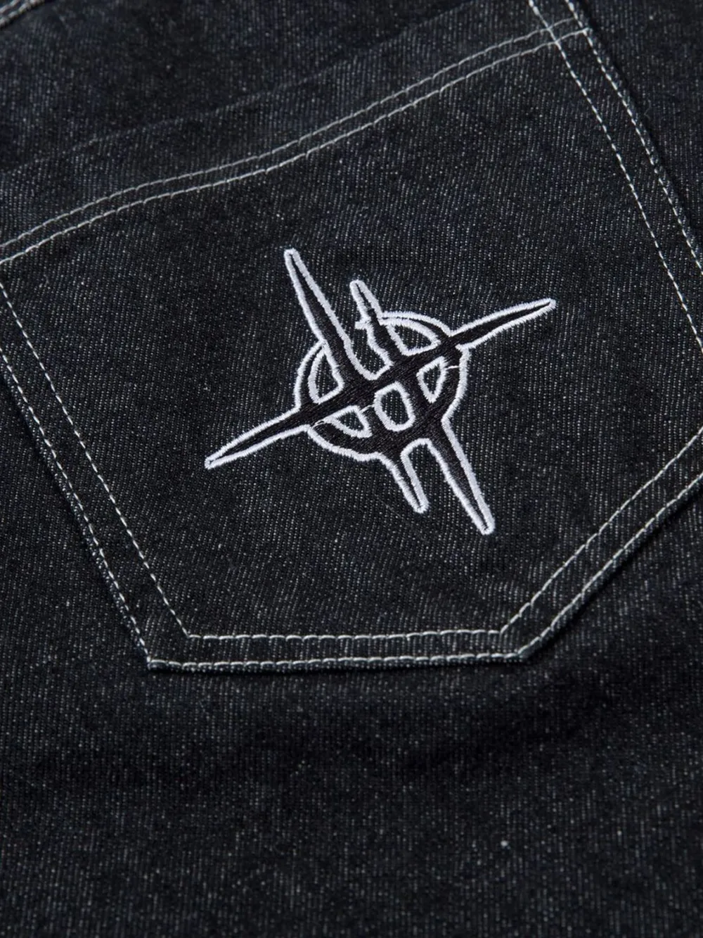 Men's Embroidered Wide Leg Baggy Jeans, image 10