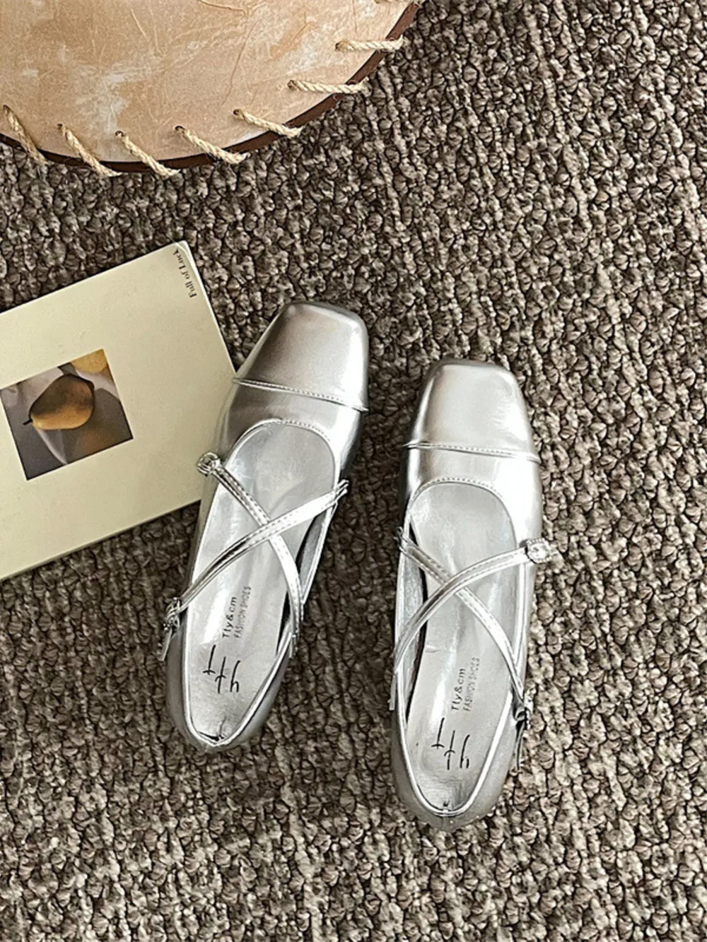Crisscross Buckle Square Toe Mary Jane Loafers, image 6