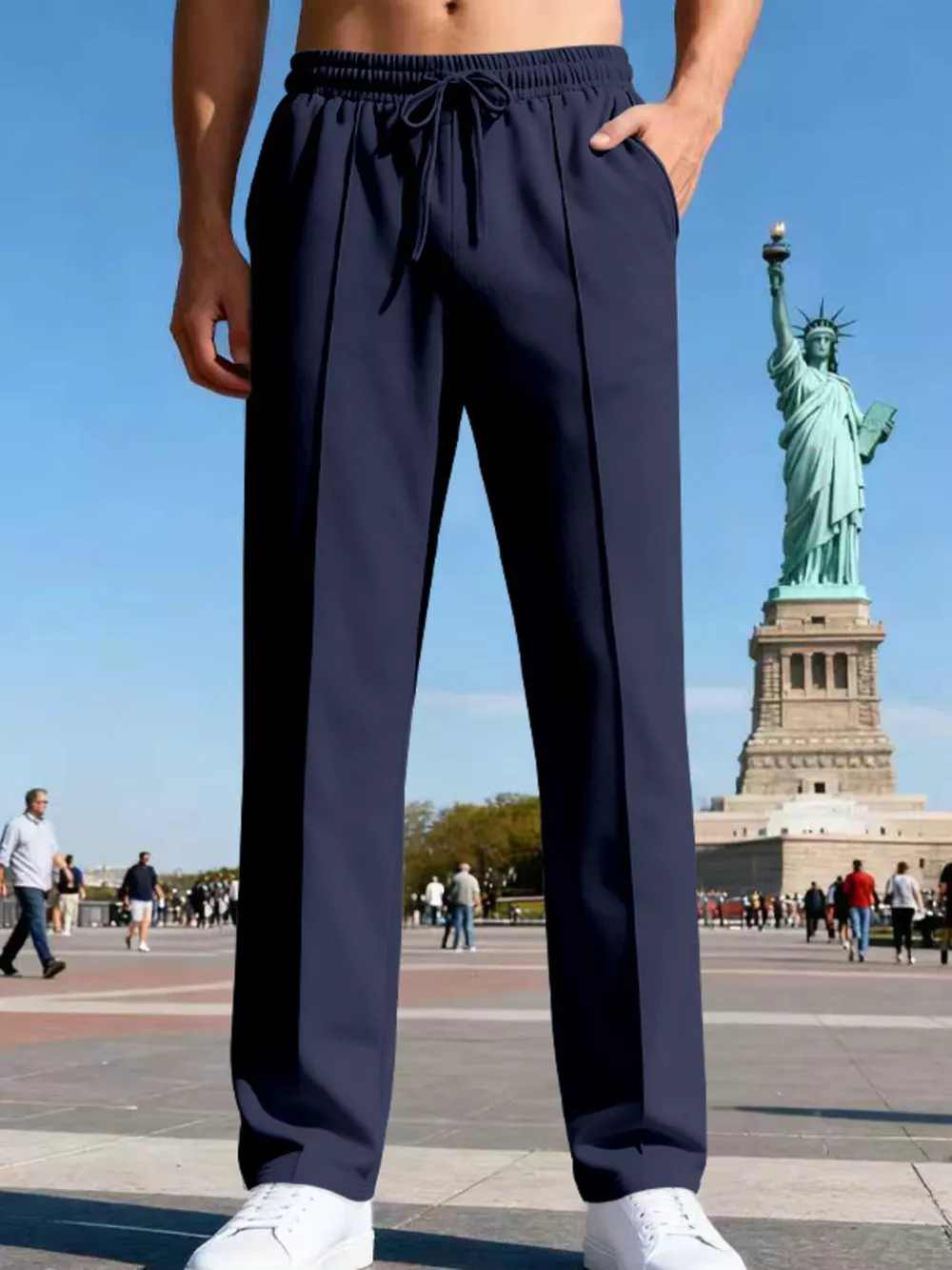 Men's Full Size Drawstring Straight Leg Pants Plus Size, image 3