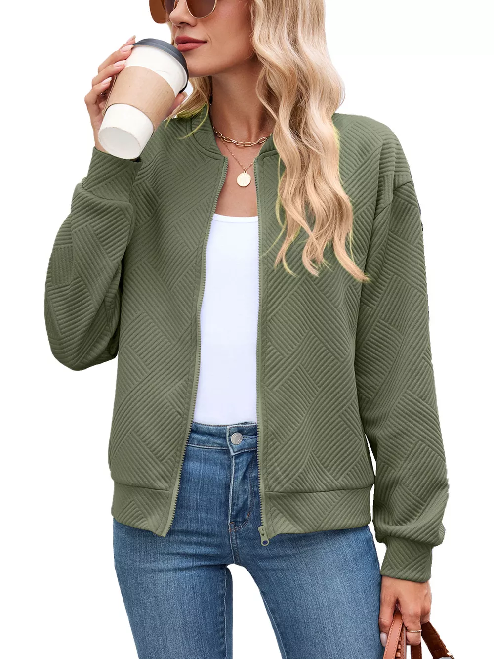 Textured Zip Up Jacket, image 11