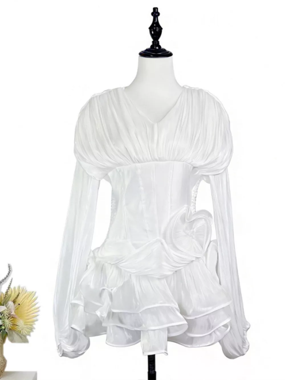Ruffled Long Sleeve Mini Dress, image 24