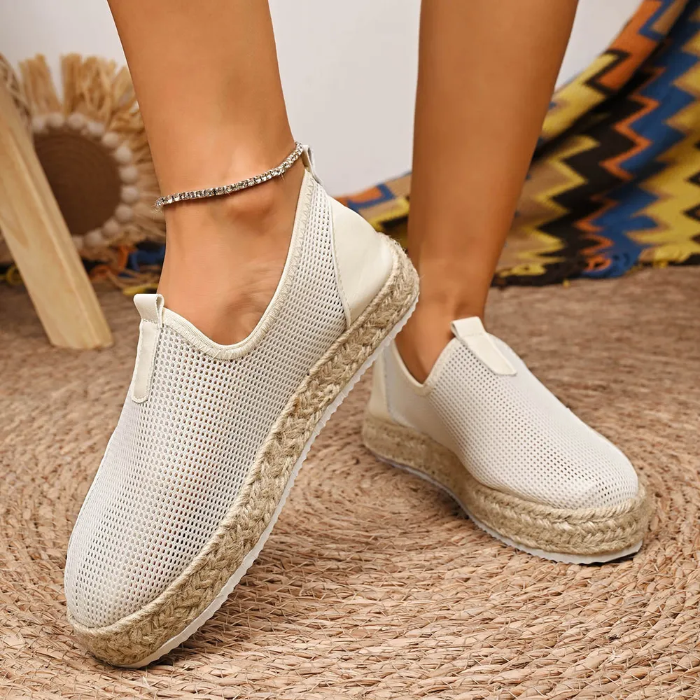 Mesh Espadrille Platform Slip-Ons, image 8