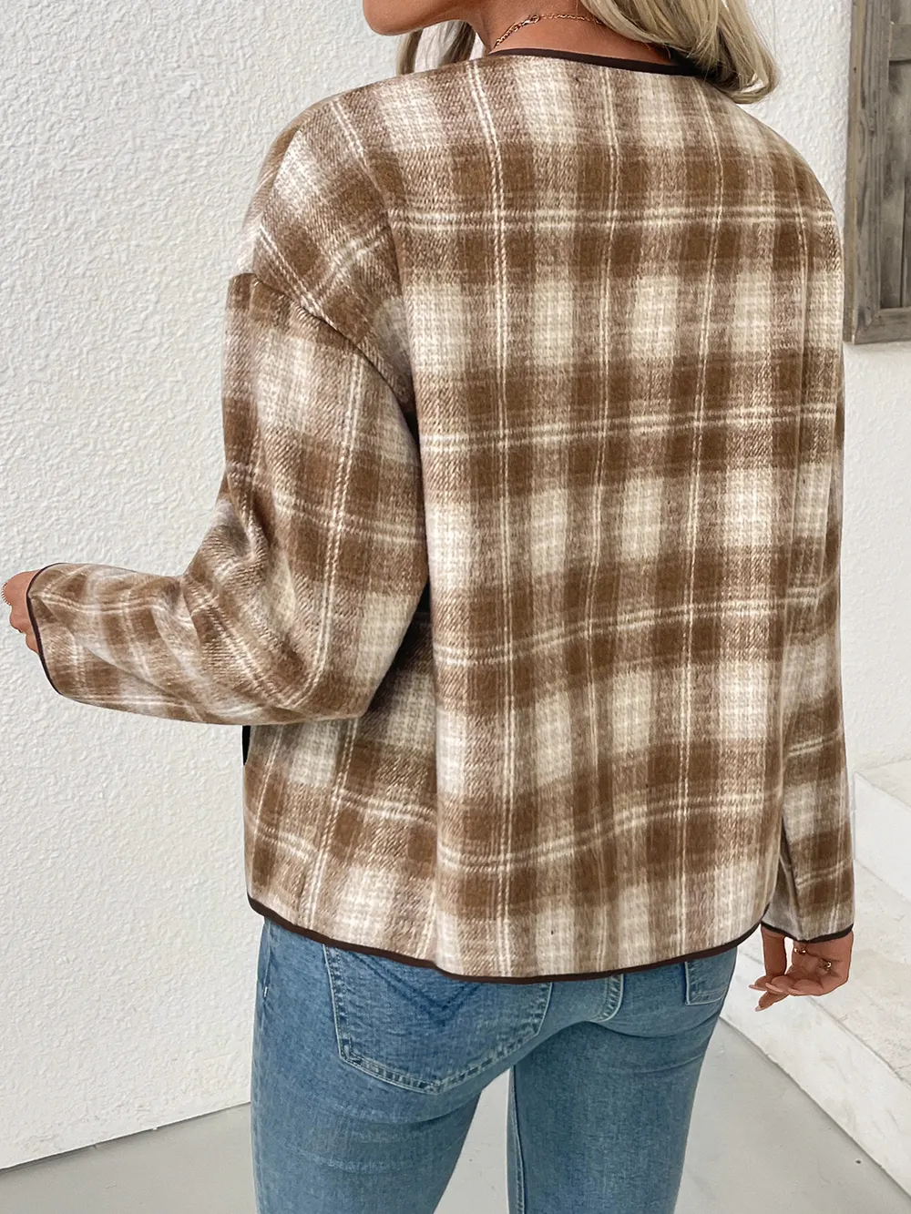 Plaid Long Sleeve Button-Up Jacket, image 14