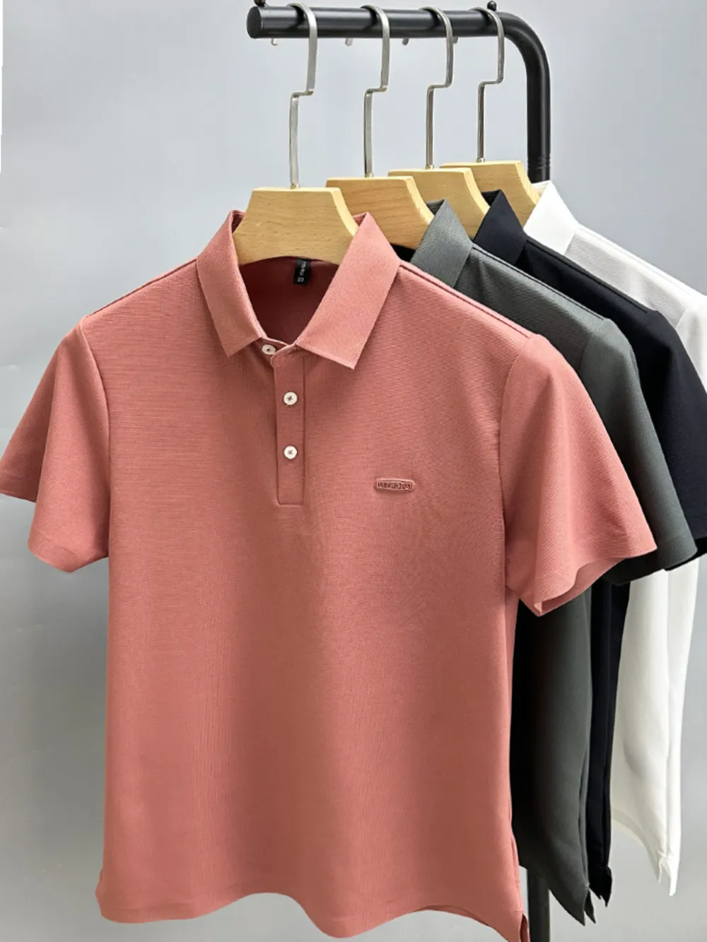 Men's Plus Size Button Detail Short Sleeve Polo, image 9