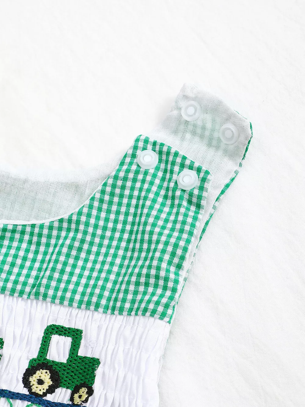 Children's Embroidered Plaid One-Piece Romper, image 6